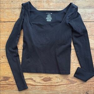 Free People Black Square Neck Bodysuit